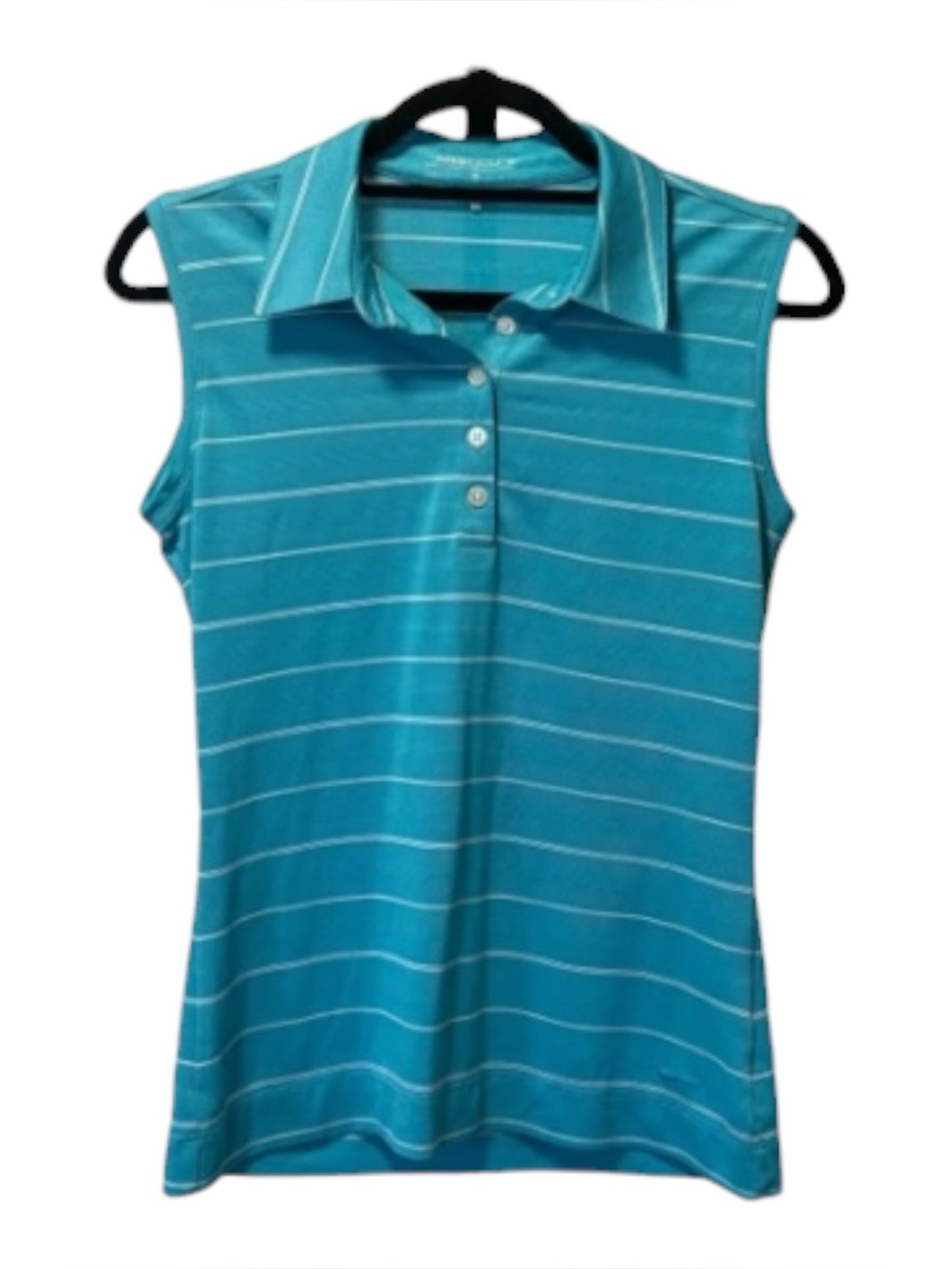 Nike Golf Sleeveless Striped Polo Tank - Teal with White Stripes